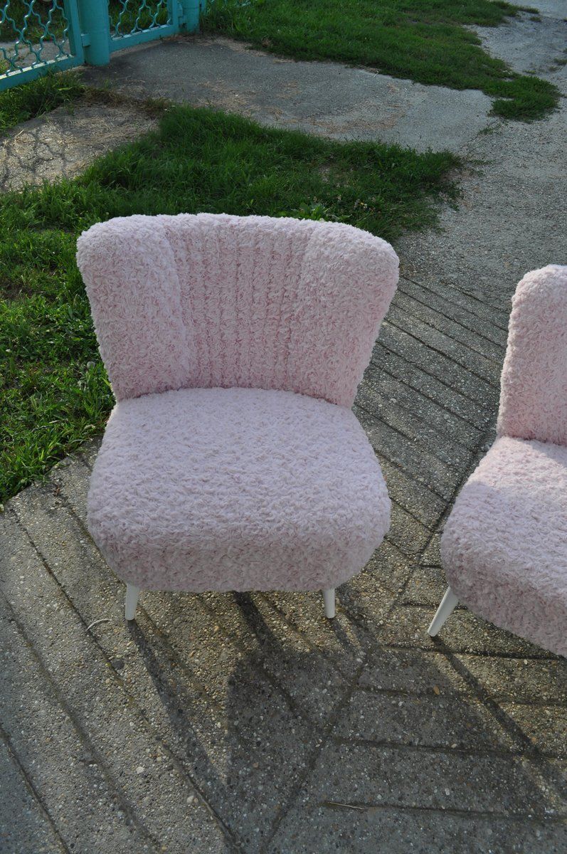 Set Of Pink Faux Fur Cocktail Chairs photo furniture