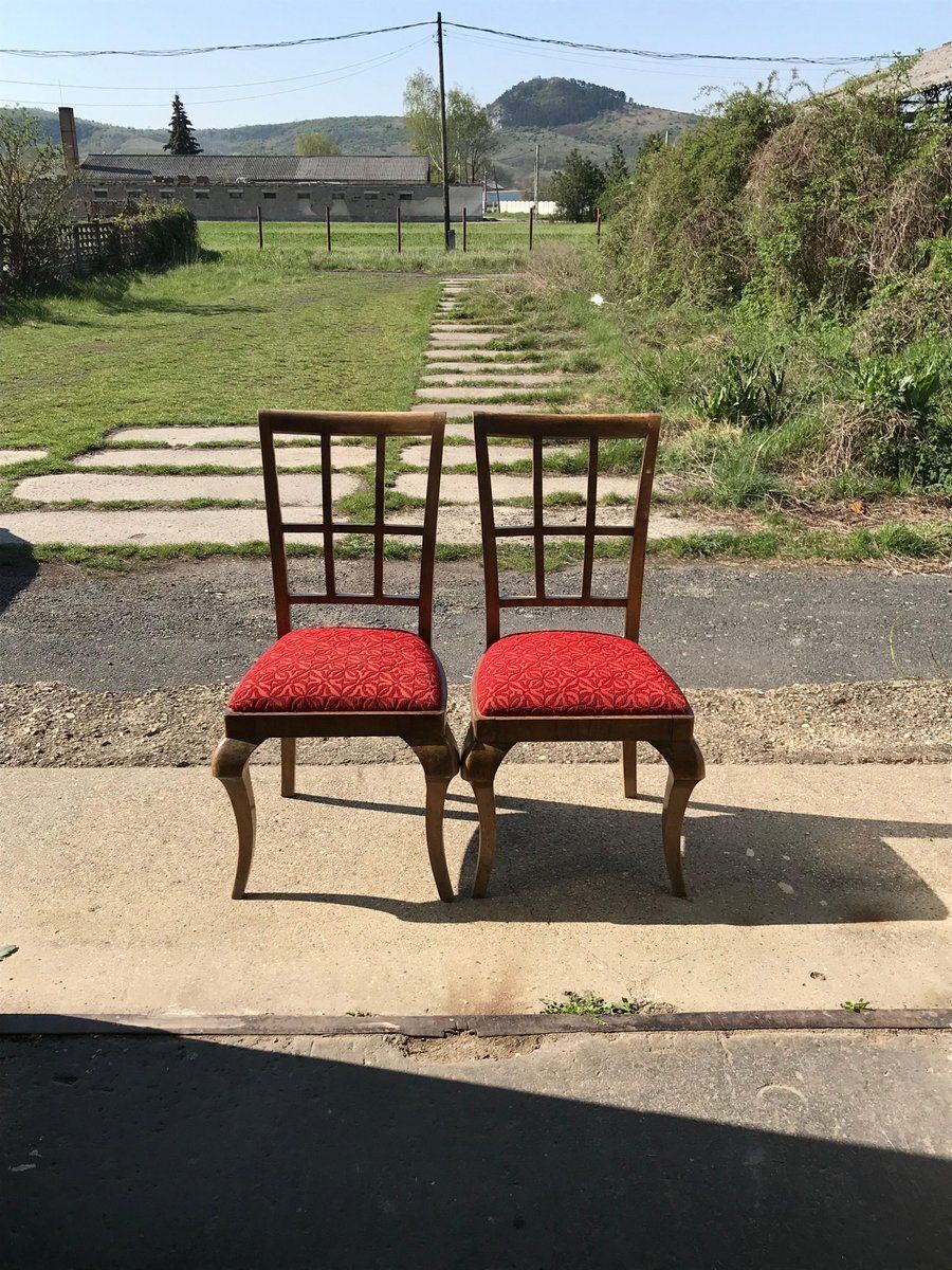 Set Of Art Deco Velvet Dining Chairs, 1930s photo Furniture
