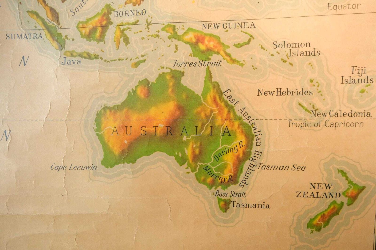 Original British Educational School Wall Chart Relief World Continents Map W & A.K. Johnston Beautiful Rare photo furniture