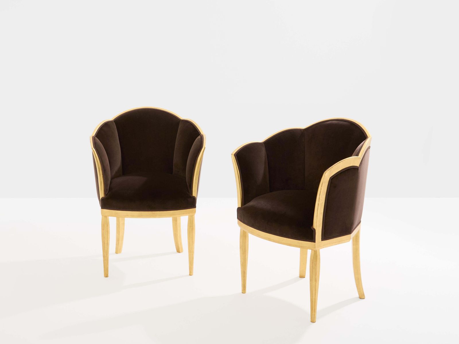 Fauteuils Clématite en bois doré et velours brun, par Maurice Dufrène, vers 1925 photo furniture