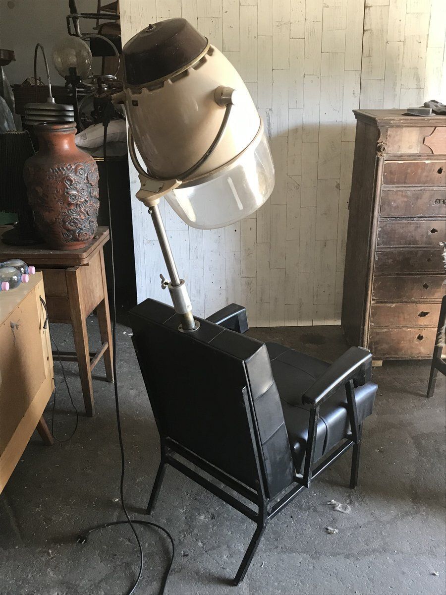 Mid Century Leather & Metal Hairdresser's Swivel Chair, 1960 photo for sale