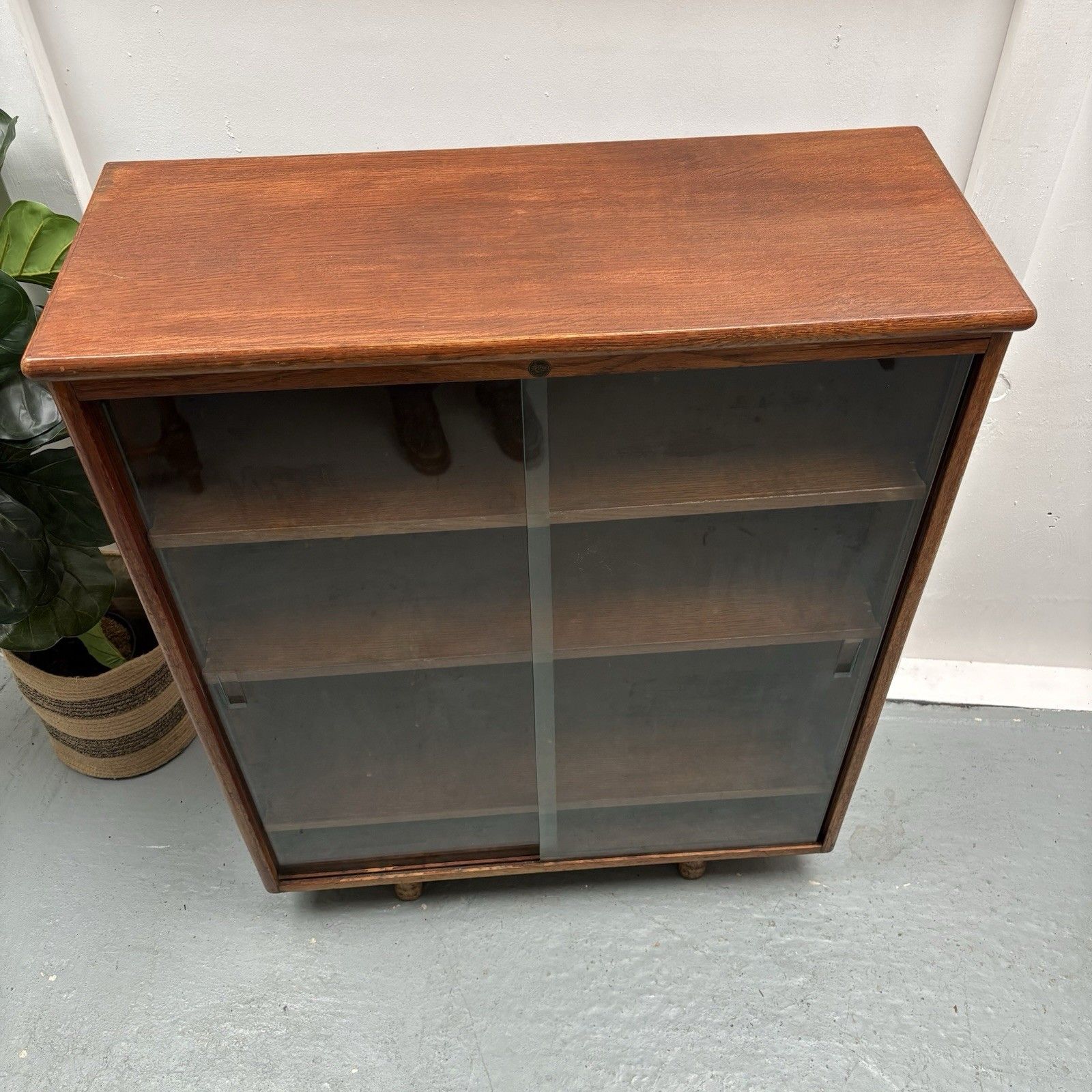 1930s British Astrola A.C Co Ltd  Industrial School Sliding Glass Door Bookcase photo vintage