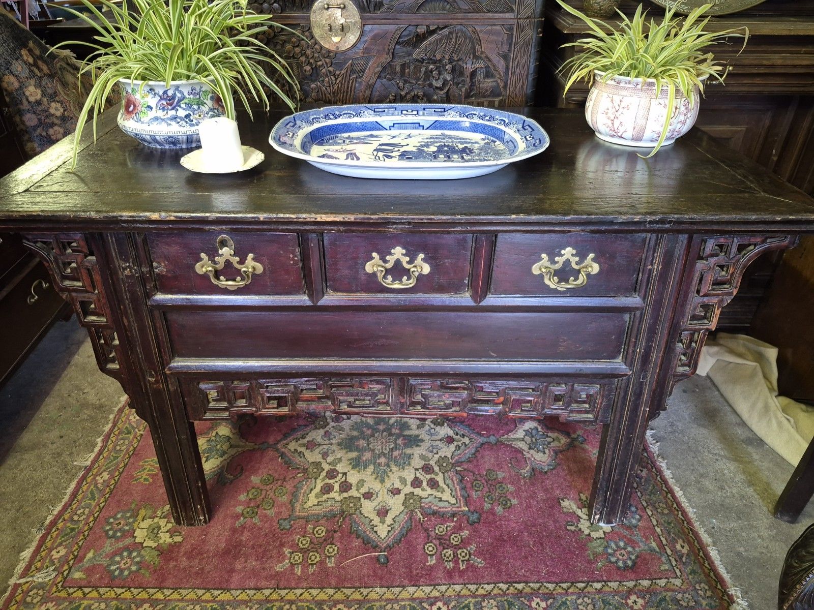 An Incredible Early 19th Century Provincial Chinese Hardwood Altar Console Table photo Furniture