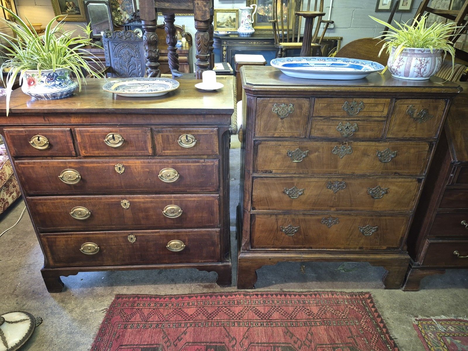 A Great George II Crossbanded Figured Walnut Chest Of Drawers On Bracket Feet photo Furniture