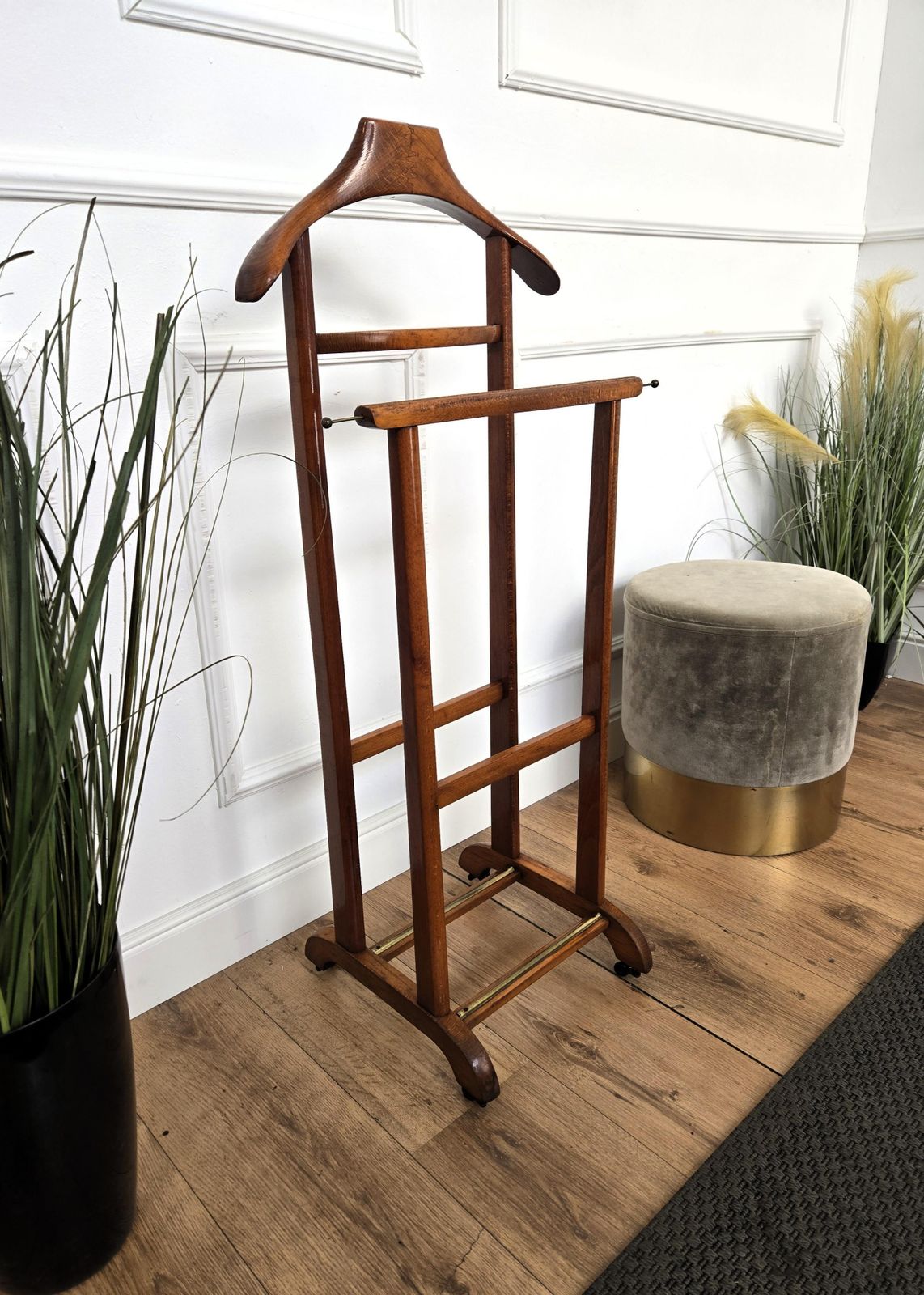 1970s Italian Mid Century Wood Valet Stand Dressboy photo furniture