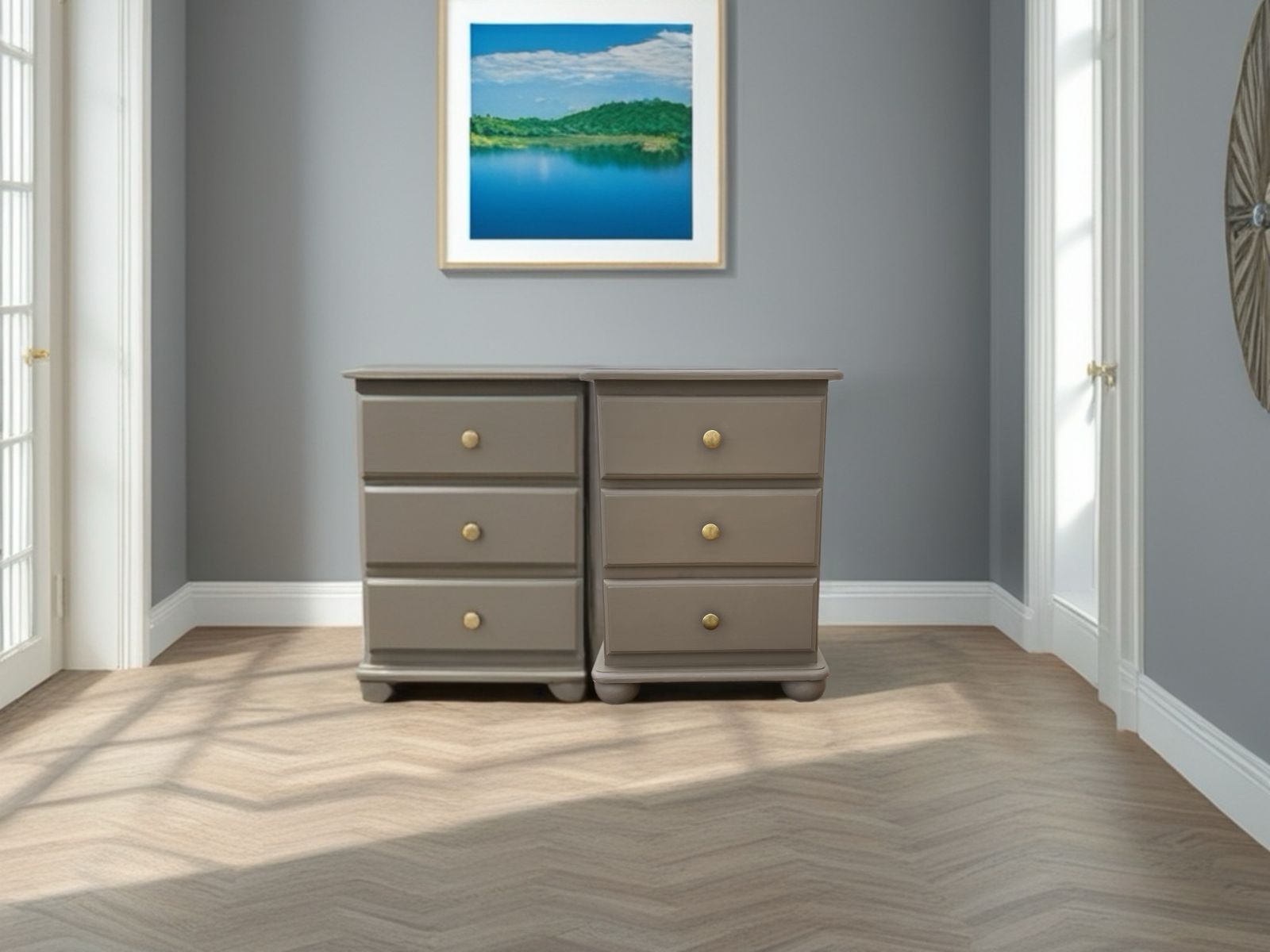 Bedside Nightstands, Pair Of Side Tables, Bedroom Cabinets. photo for sale