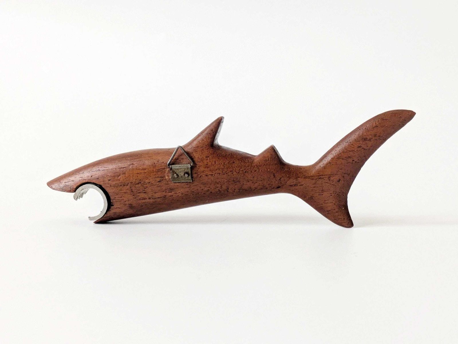 Midcentury Danish Teak Shark Bottle Opener, 1960s Sculptural Barware, Home Bar Gift photo 63.0