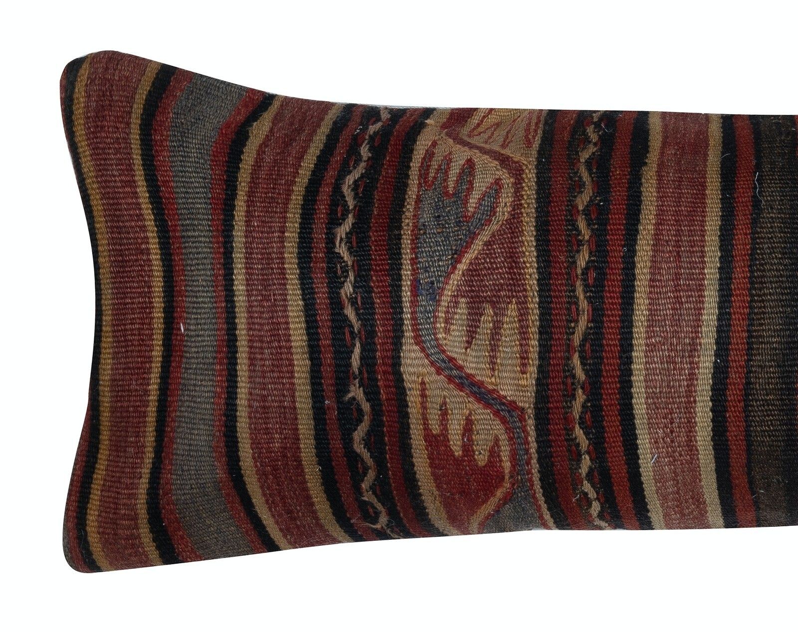 12"X33" Kilim Lumbar Pillow Cover. Turkish Throw Pillow. Flatweave Cushion Cover photo furniture