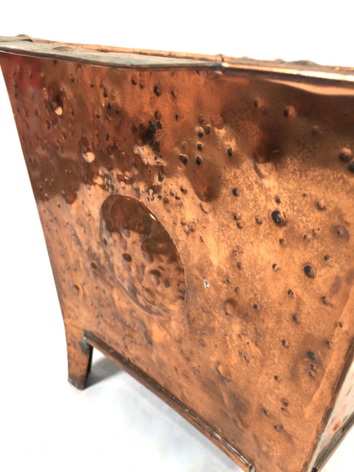 Antique Art Nouveau Copper Planter / Plant Pot / Arts & Crafts Log Basket Bucket photo buy