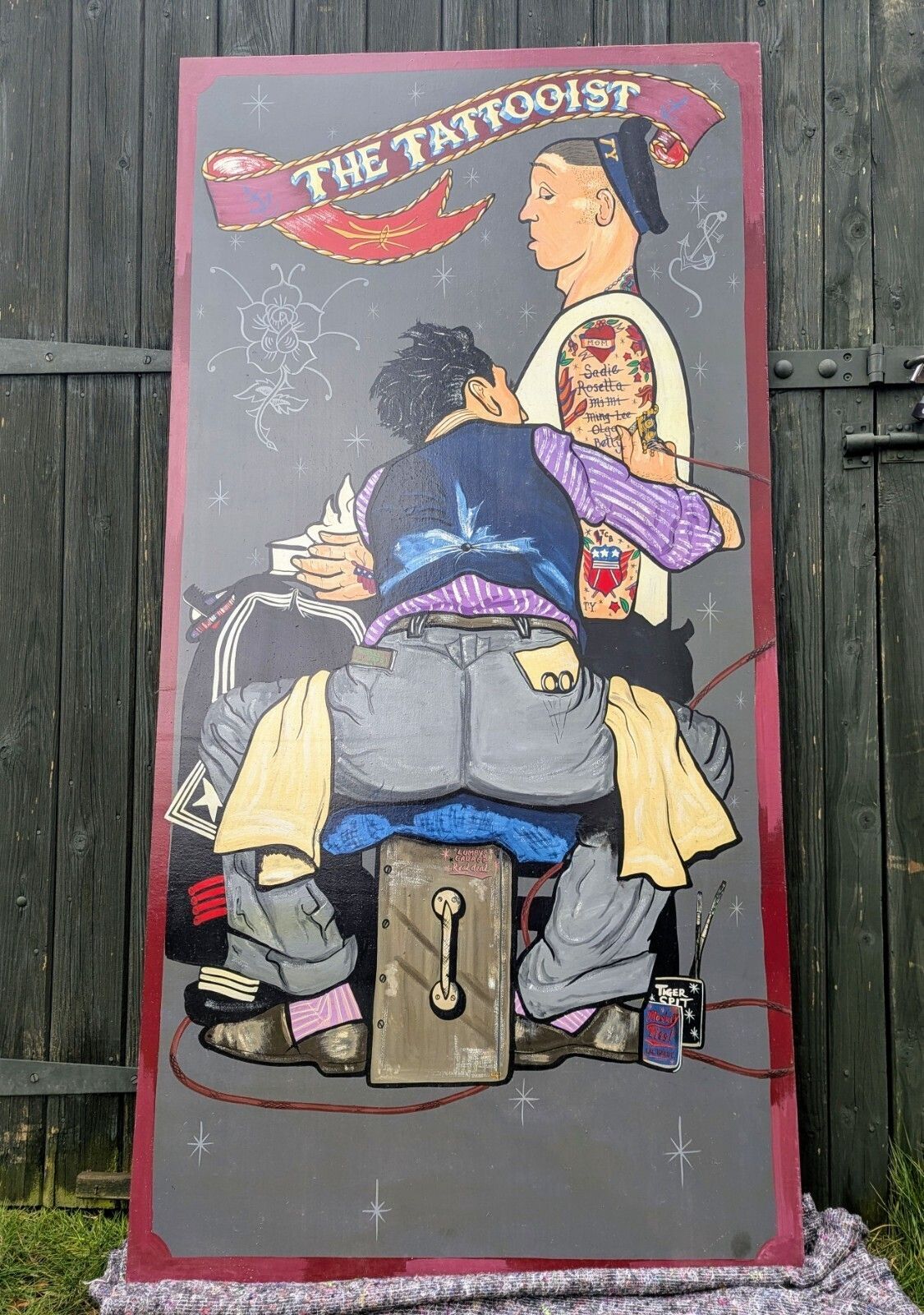 Vintage Huge Tattooist For Sailer Hand Painted Sign   Delivery Available 0268. photo furniture