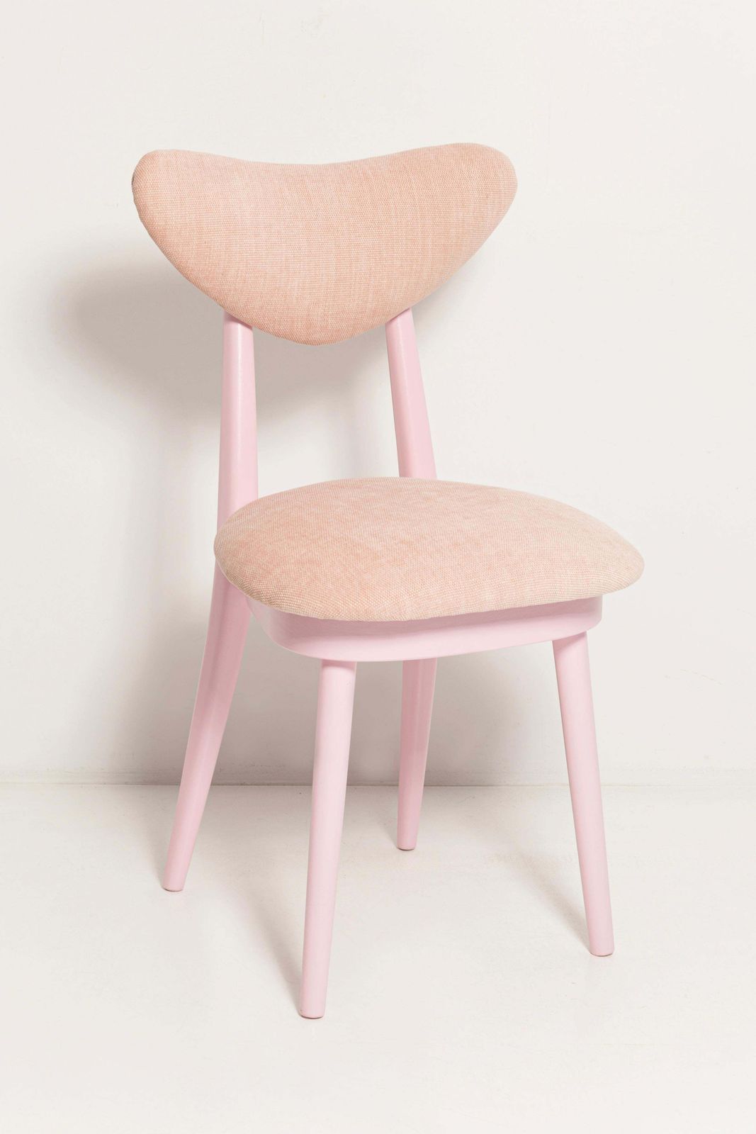 4178.0 Six Mid Century Heart Chairs, Light Pink Chenille, Pink Wood, Europe, 1960s photo