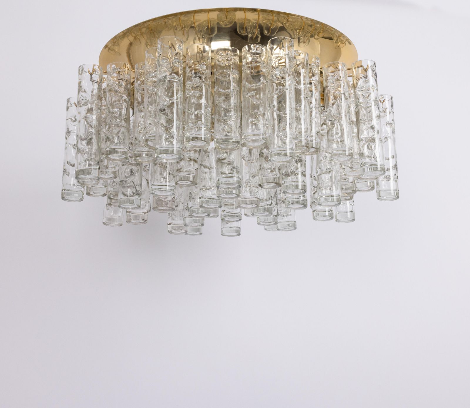 Stunning Large Murano Glass Tubes Flushmount Brass By Doria, Germany, 1960s photo furniture