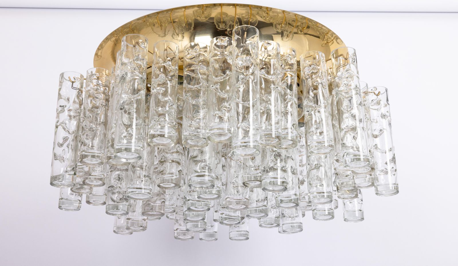 Stunning Large Murano Glass Tubes Flushmount Brass By Doria, Germany, 1960s photo 2622.0
