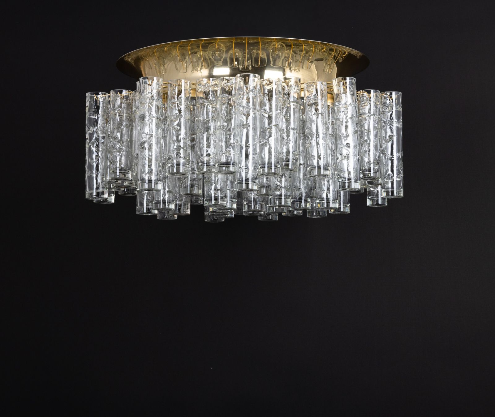 2622.0 Stunning Large Murano Glass Tubes Flushmount Brass By Doria, Germany, 1960s photo