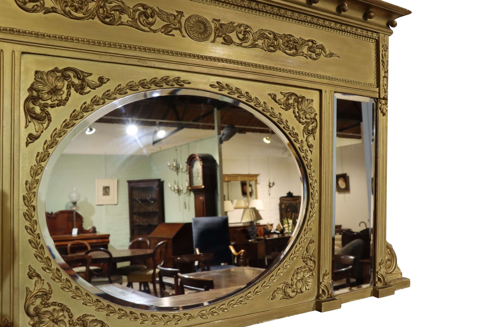 Fine Regency Gilt Overmantel Mirror With Laurel Wreath And Griffin Frieze, Circa 1830 photo 834.0
