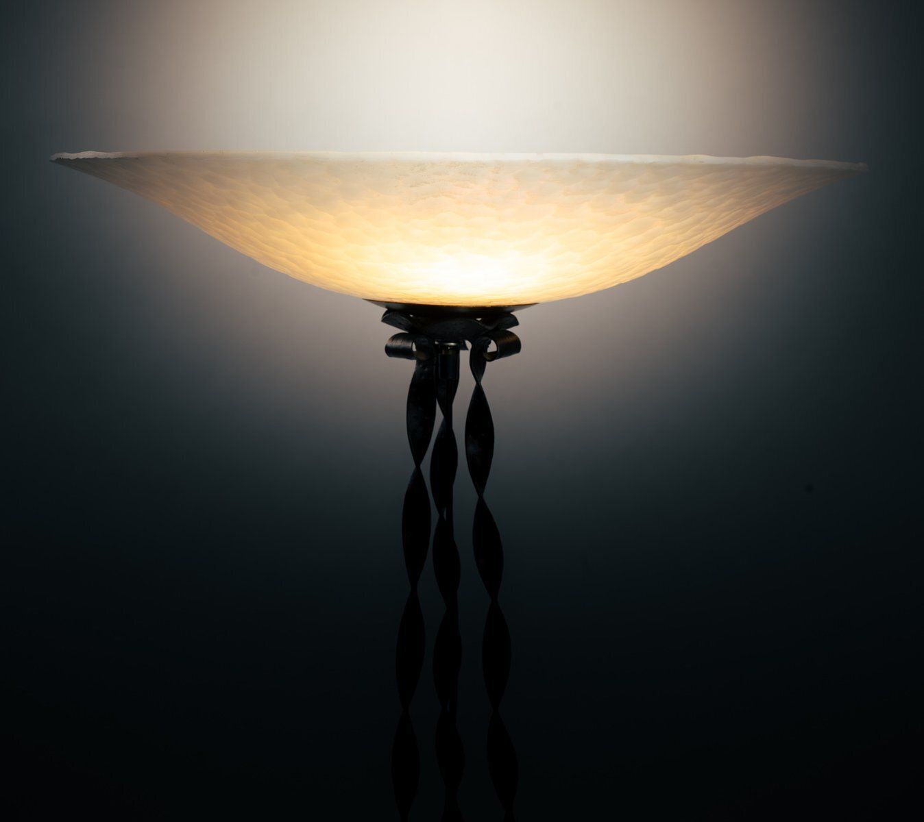 Art Deco Floor Lamp In Wrought Iron And Glass photo vinterior