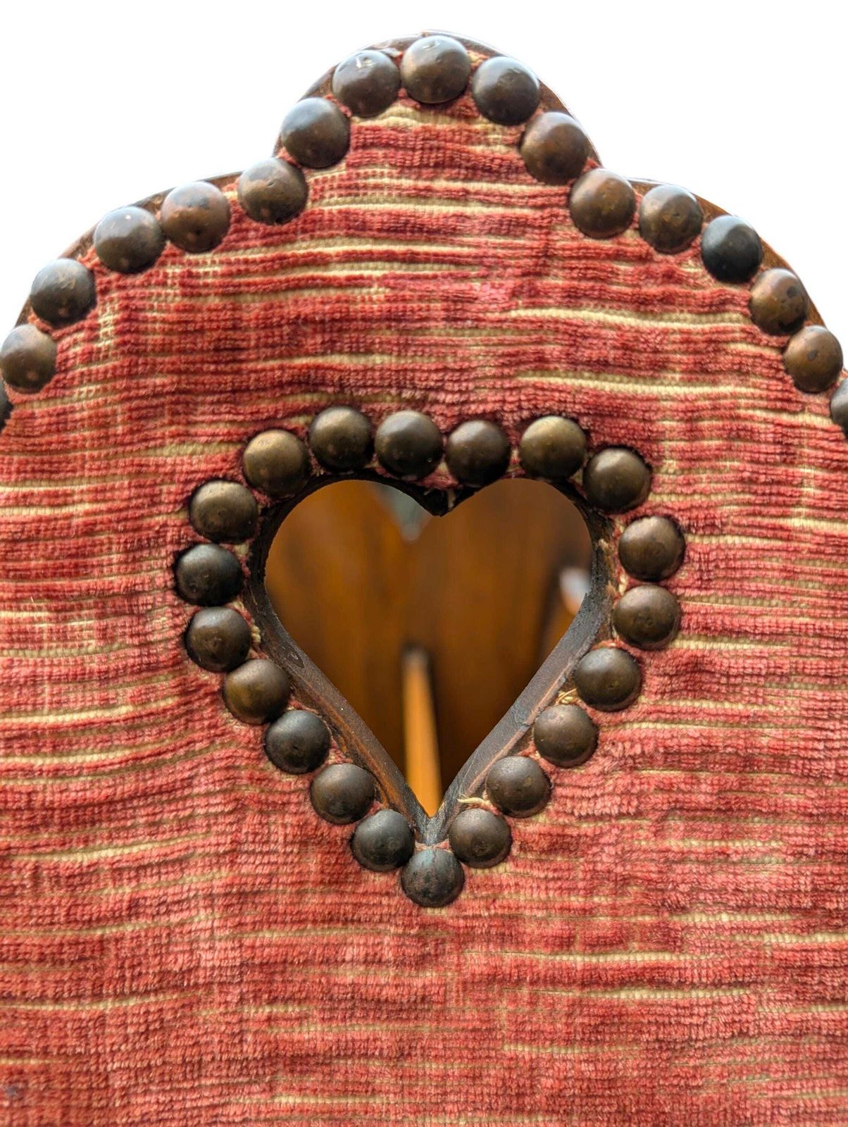 photo furniture English Arts & Crafts Magazine Rack With Leather Panels And Heart Cutouts
