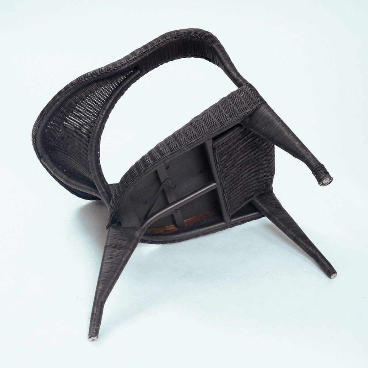 Set Of Sculptural Rattan Tripod Armchairs, 1980s photo 1042.0