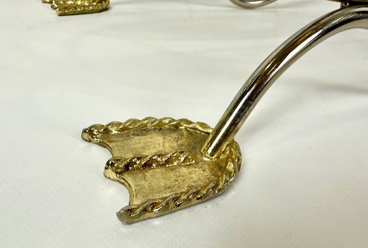 Home Decor Regency Swan Chrome And Brass Magazine Rack, 1970s photo