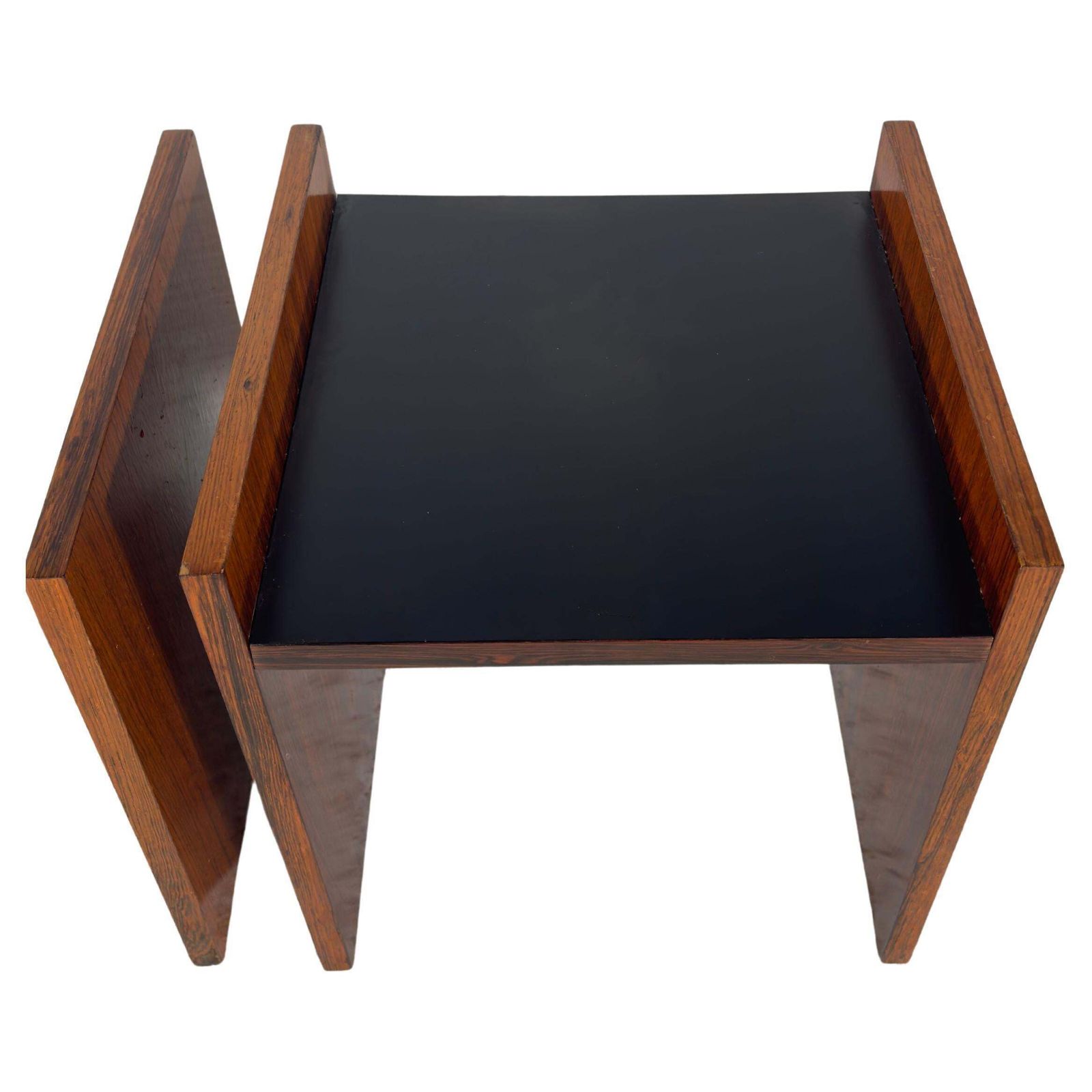 photo furniture Alfred Hendrickx Set Of Two Night Of Side Tables With Black And White Top