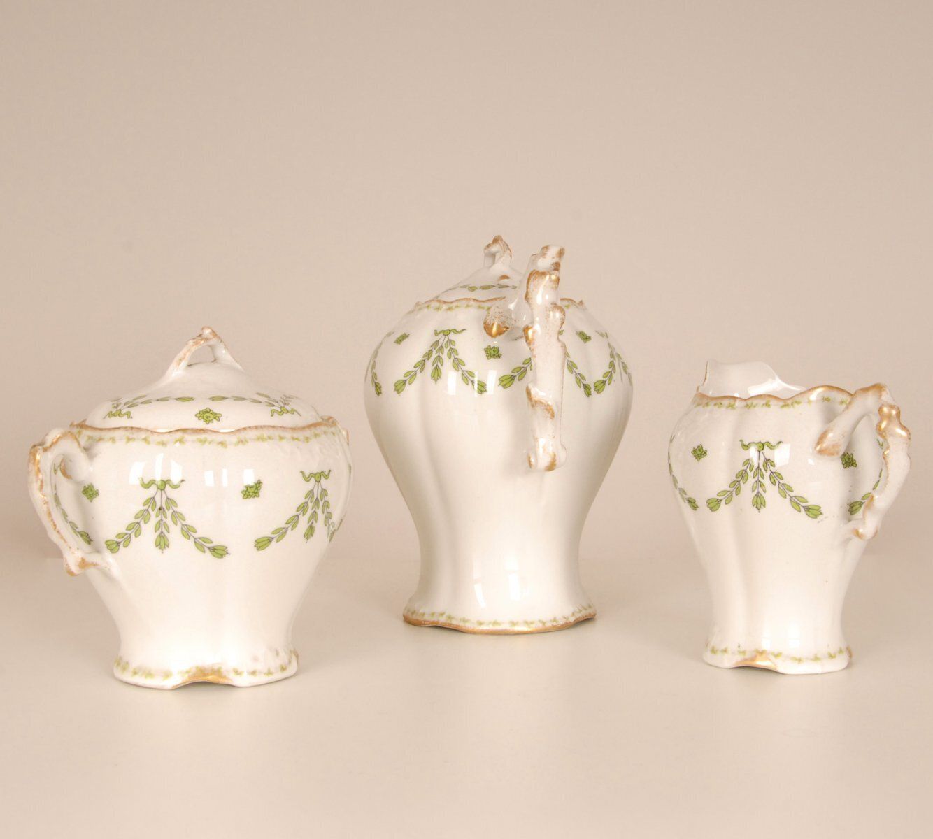 Art Nouveau French Limoges Porcelain Tea Set From A. Lanternier, 1890s, Set Of 15 photo Home Decor
