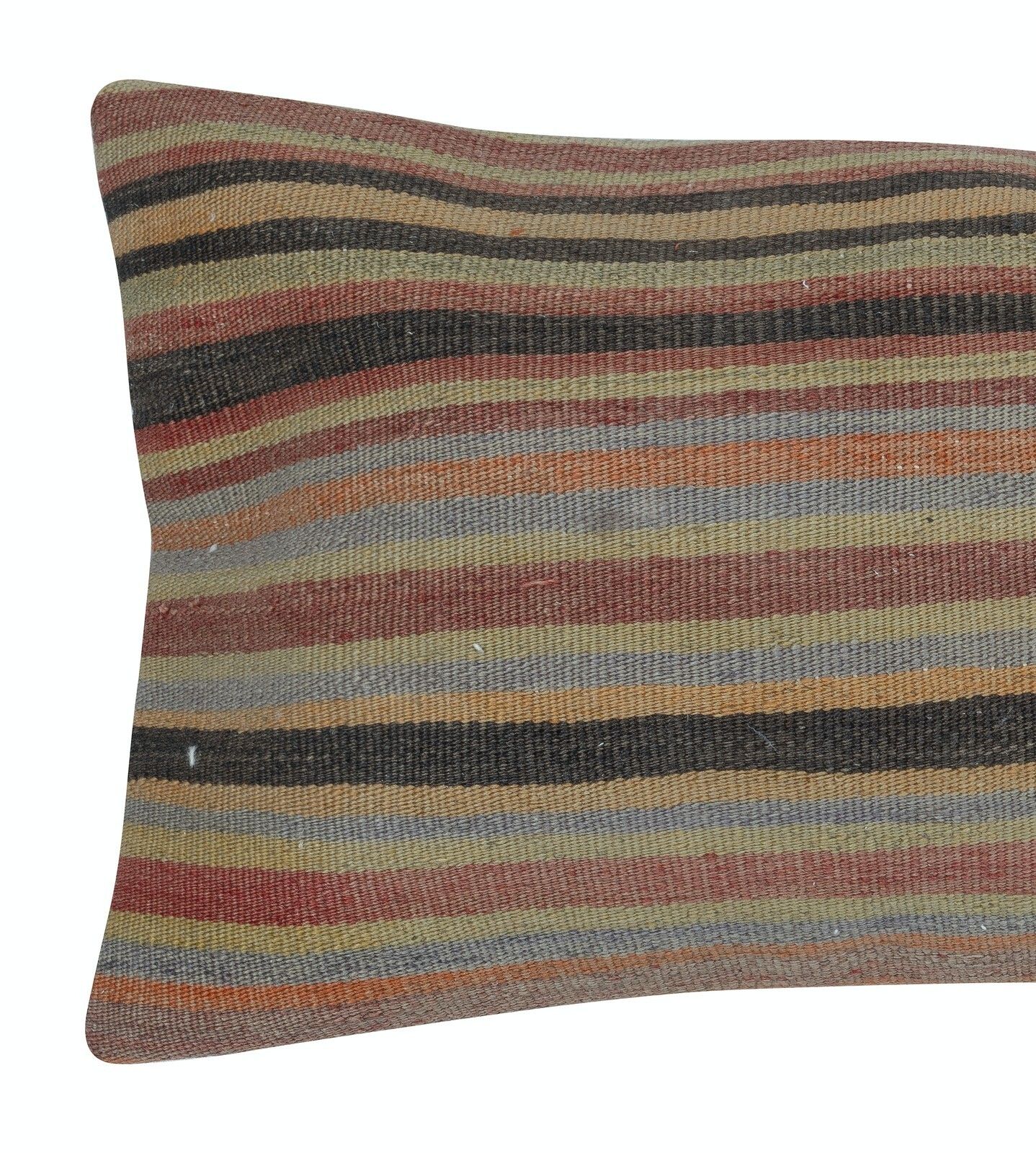 14"X26" Striped Kilim Lumbar Pillow Cover. Handwoven Accent Pillow. Throw Pillow photo furniture