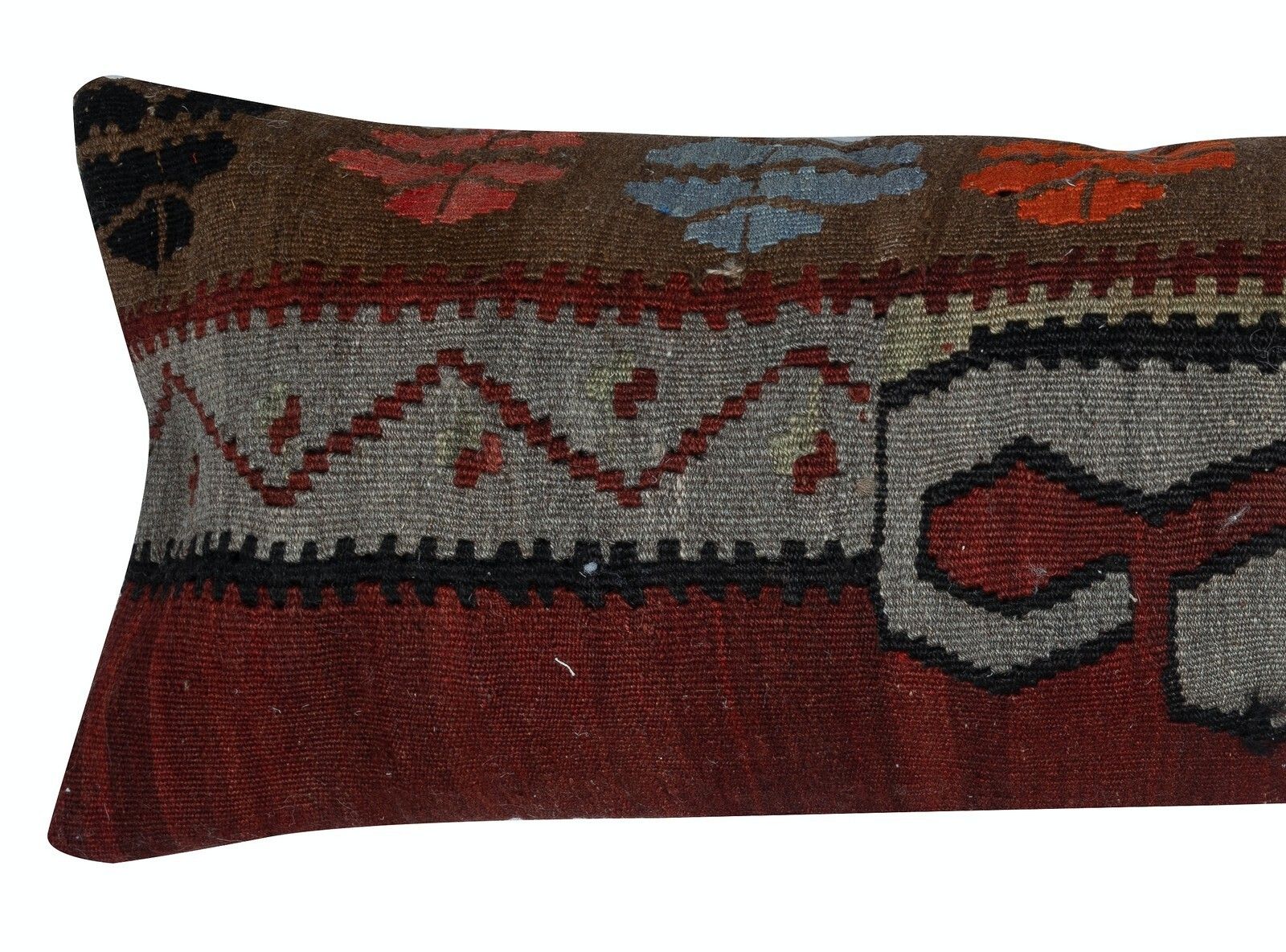 16"X45" Kilim Lumbar Cushion Cover. Handmade Turkish Accent Pillow. Throw Pillow photo furniture