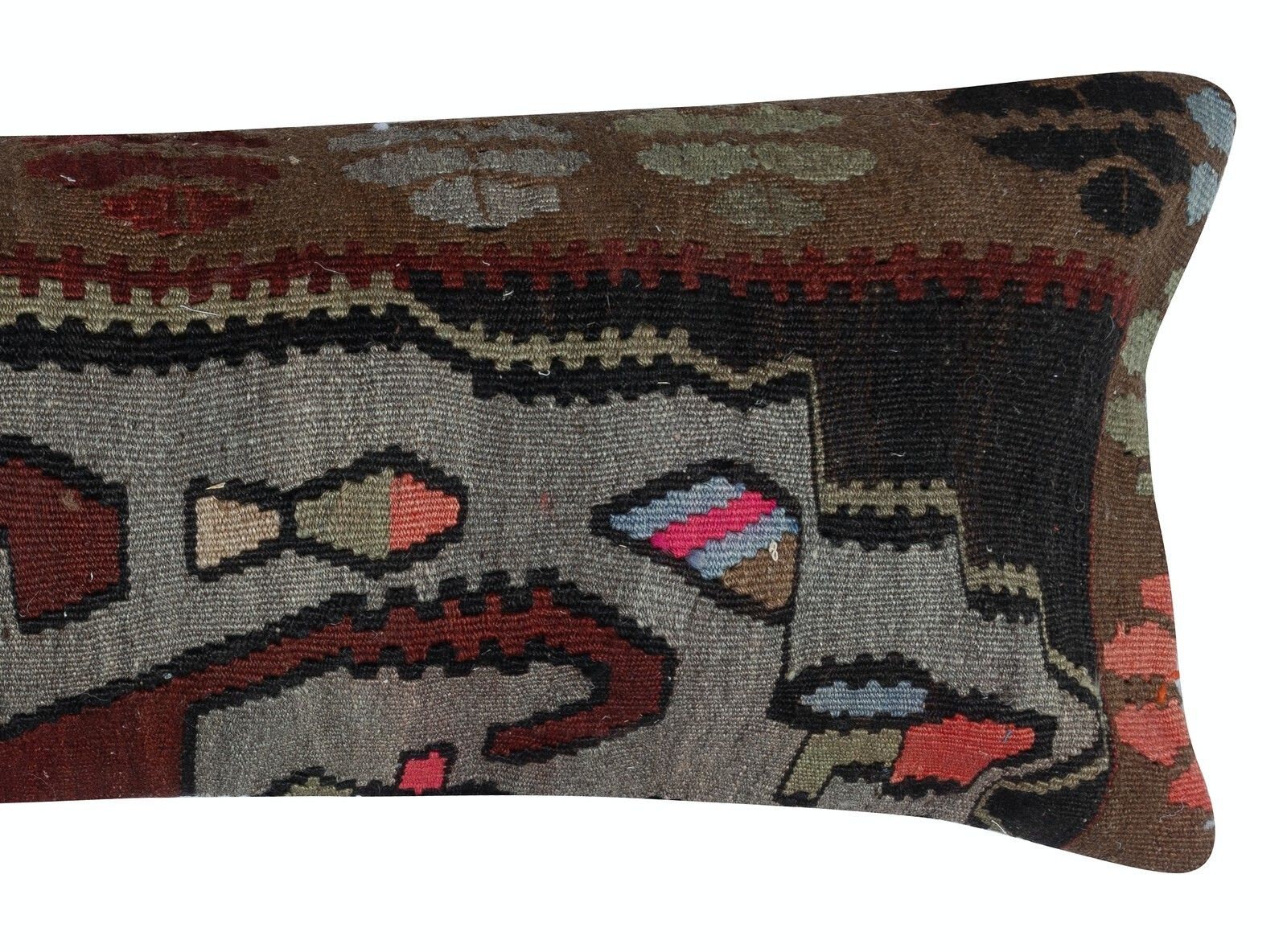 16"X45" Kilim Lumbar Cushion Cover. Handmade Turkish Accent Pillow. Throw Pillow photo for sale