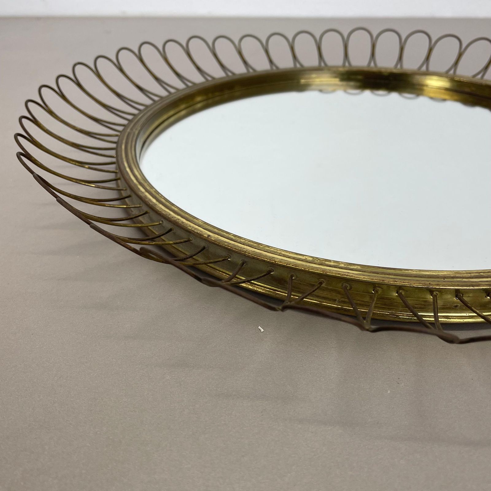 Home Decor Brass Metal Round Mirror By Josef Frank For Svenskt Tenn Attrib., Sweden, 1960s photo