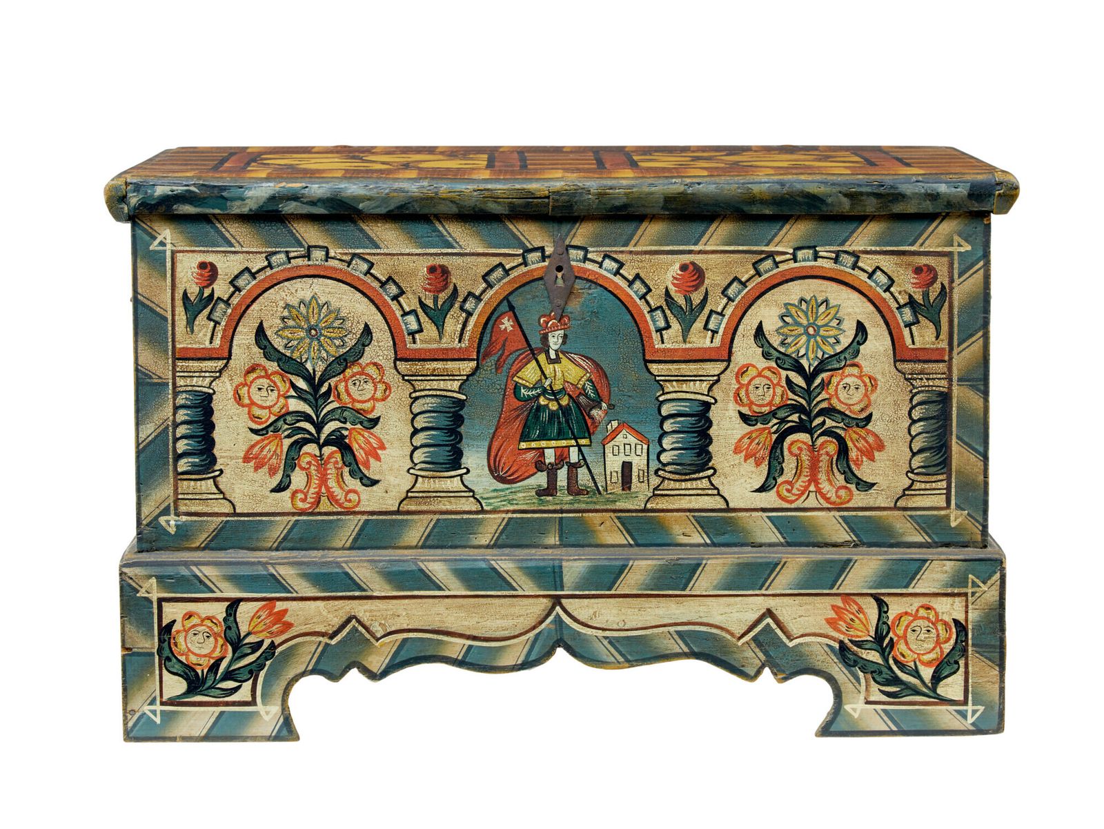 19th Century Alpine Region Hand Painted Marriage Chest photo 1595.0