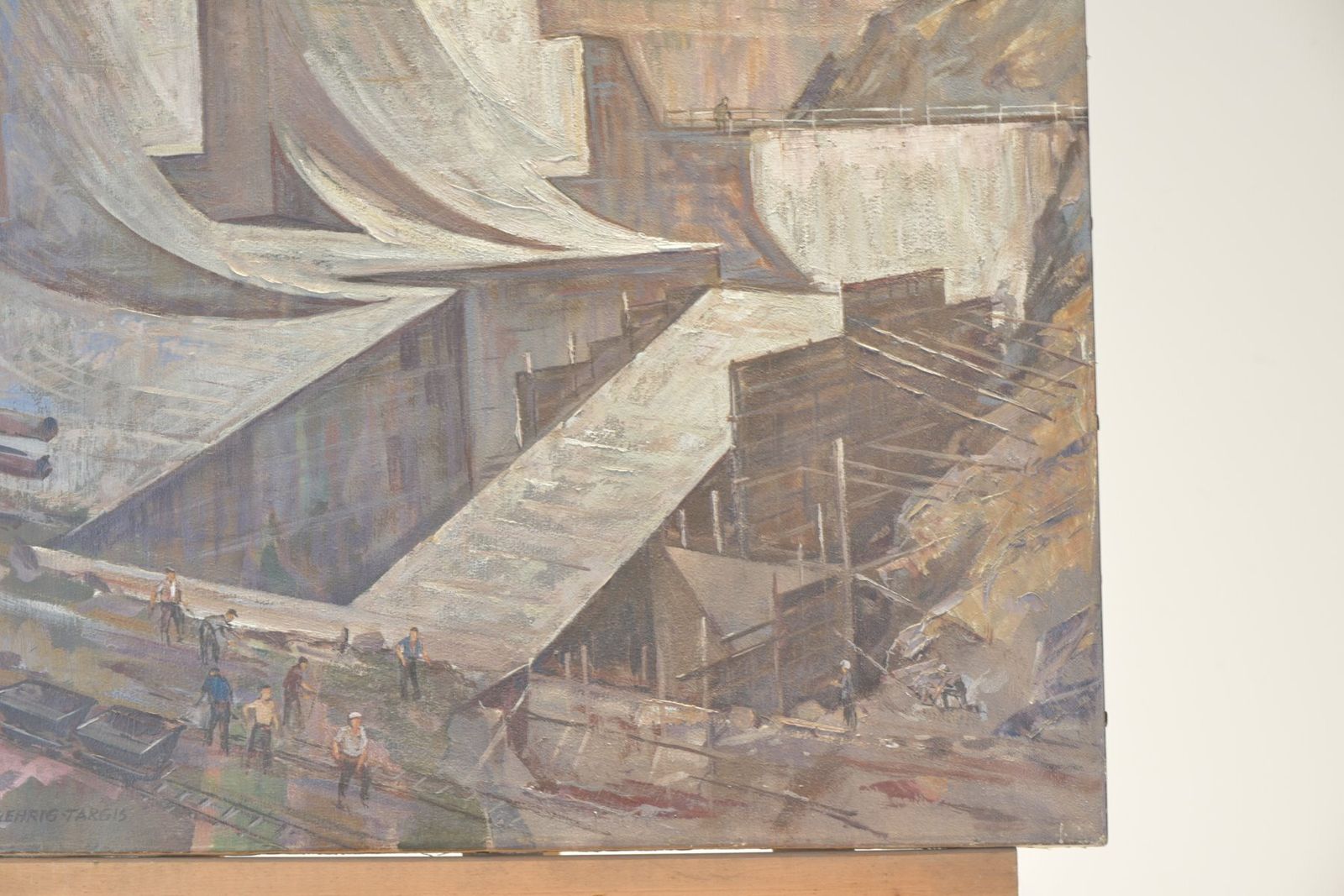 Oil Painting, Dam By Franz Edwin Gehrig Targis, Circa 1958 photo furniture