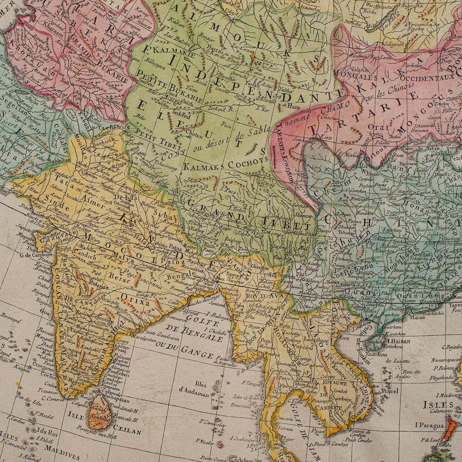 photo furniture Antique Map Of Asia, French, Framed, Atlas, Continental Cartography, Georgian