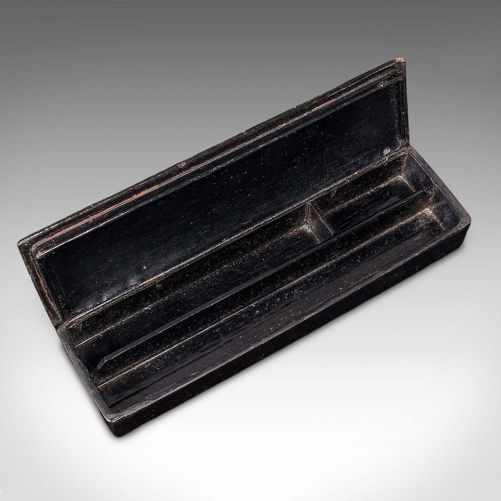 Antique Calligrapher's Pen Box, Lacquered, Quill Case, Chinoiserie, Victorian photo vintage