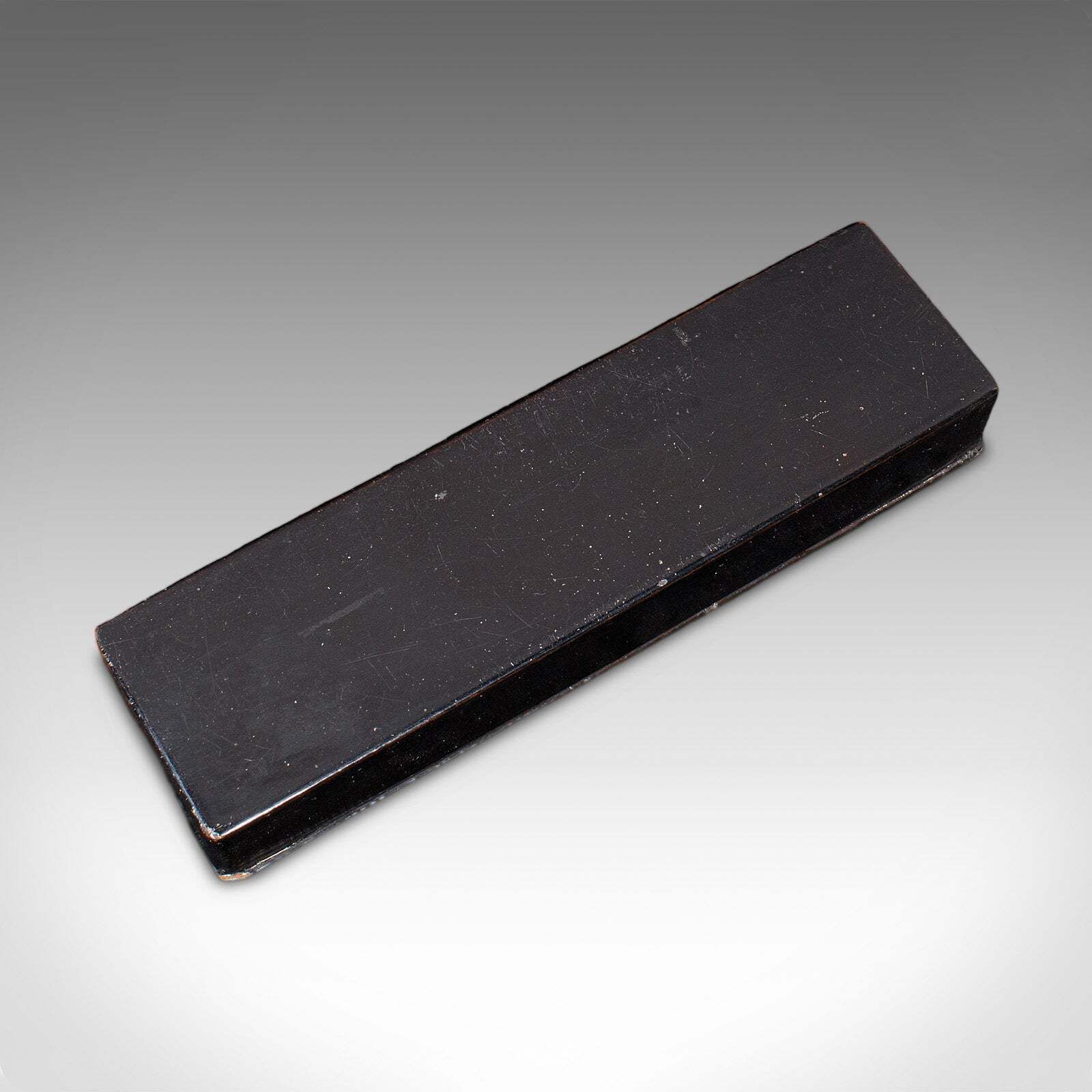 Home Decor Antique Calligrapher's Pen Box, Lacquered, Quill Case, Chinoiserie, Victorian photo