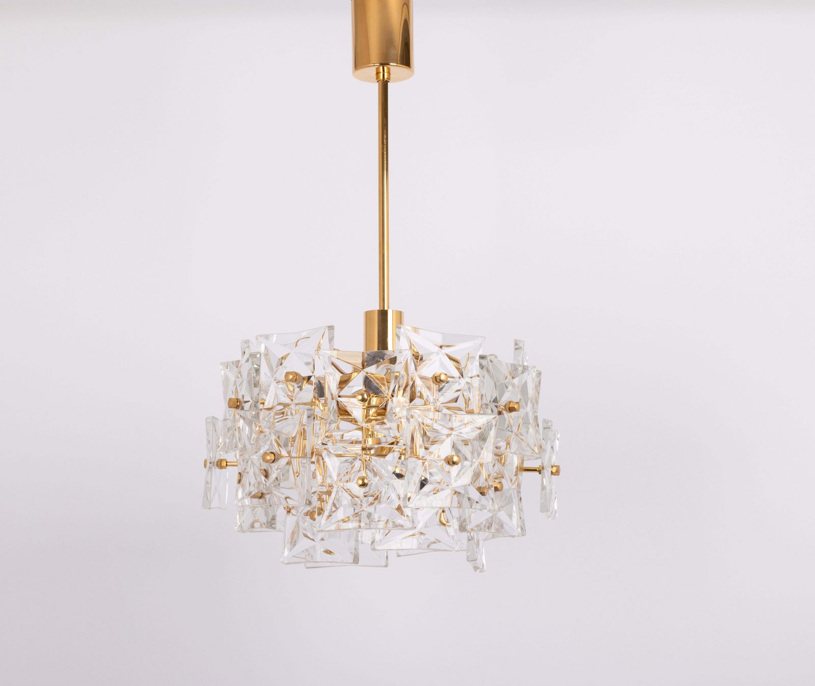 Stunning Chandelier, Brass And Crystal Glass By Kinkeldey, Germany, 1970s photo buy