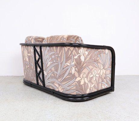Vintage Bamboo 2 Seater Sofa With Floral Velvet Fabric, 1970s photo 785.0