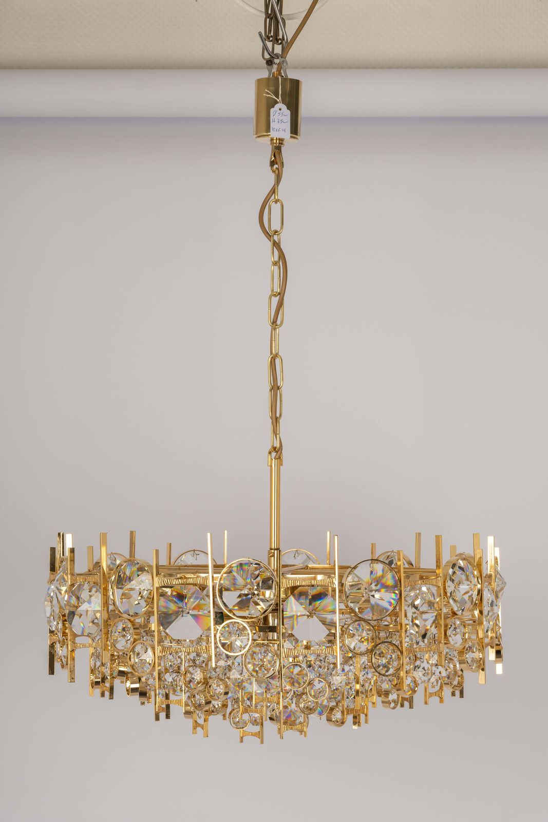 Large Gilt Brass And Crystal Chandelier, By Palwa, Germany, 1970s photo furniture
