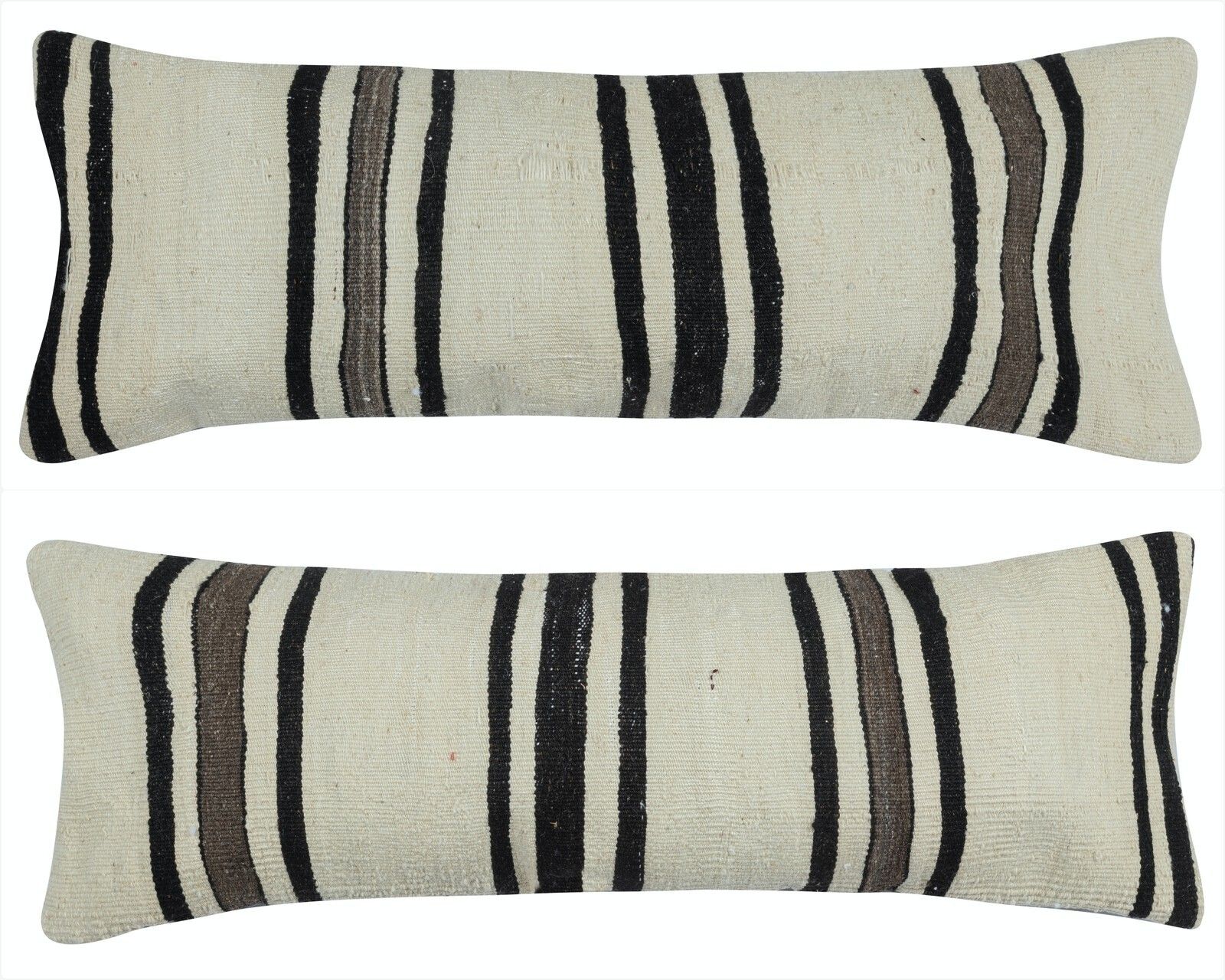12"X33" Set Of 2   Handmade Lumbar Pillow Covers. A Pair Of Kilim Accent Pillows