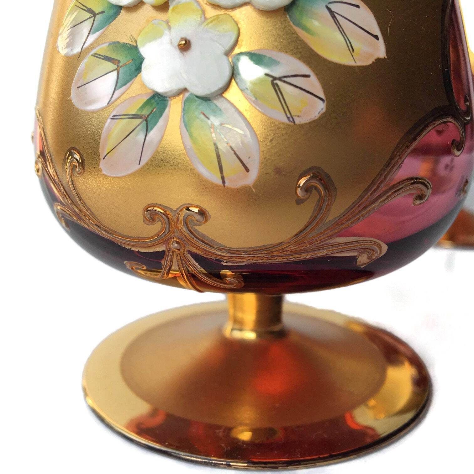 Czech Republic Cognac Glass | 1pc | Gold Pink | Glass Art photo 60.0