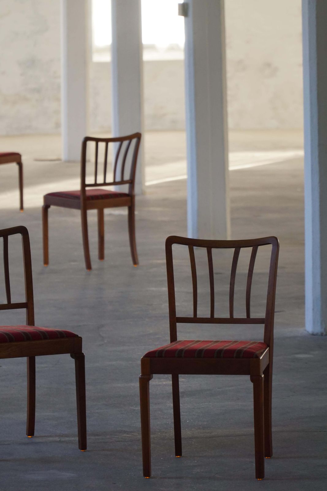 Set Of 6 Classic Danish Modern Dining Chairs, Oak & Upholstered Seats, 1950s photo Furniture