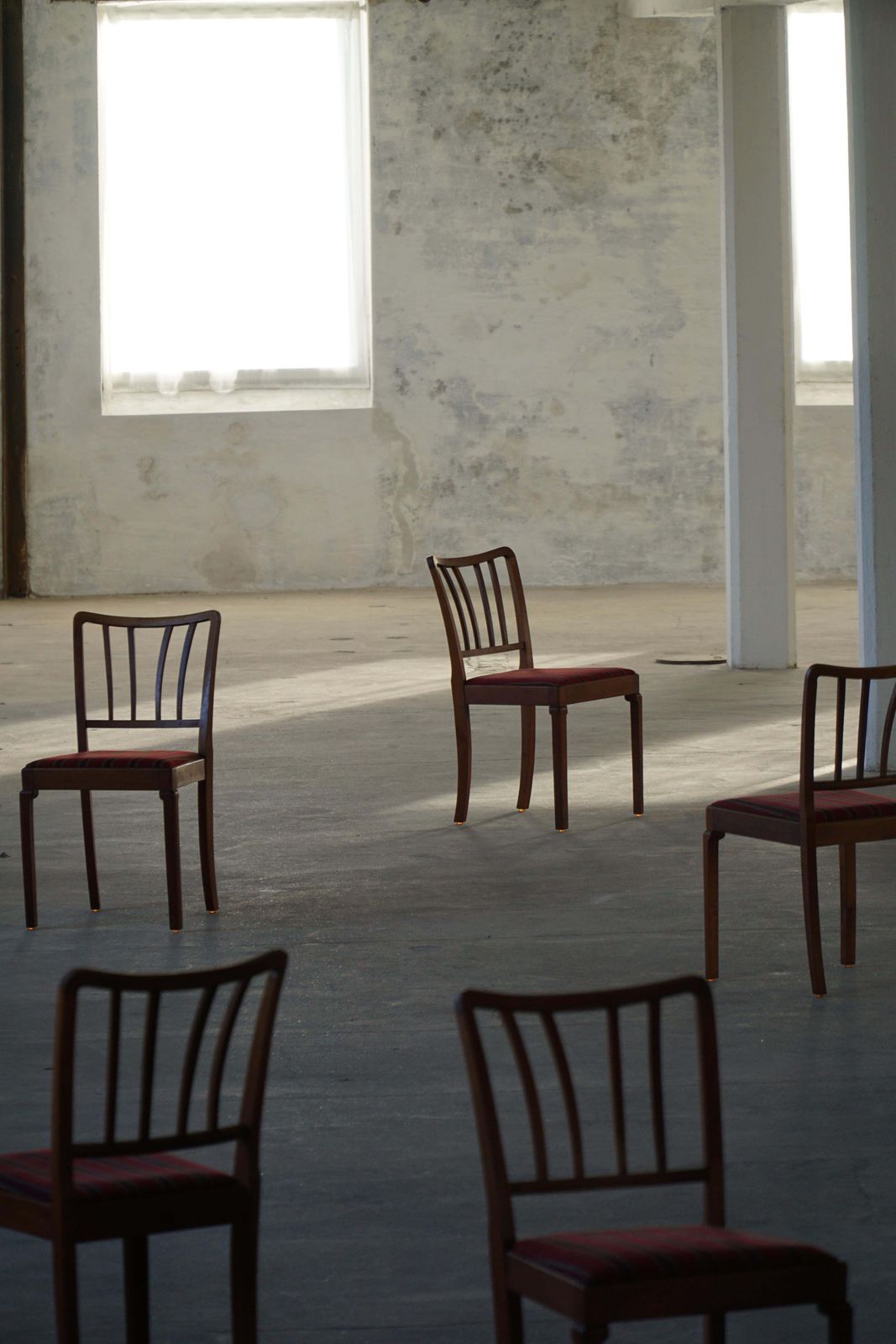 Set Of 6 Classic Danish Modern Dining Chairs, Oak & Upholstered Seats, 1950s photo 2600.0
