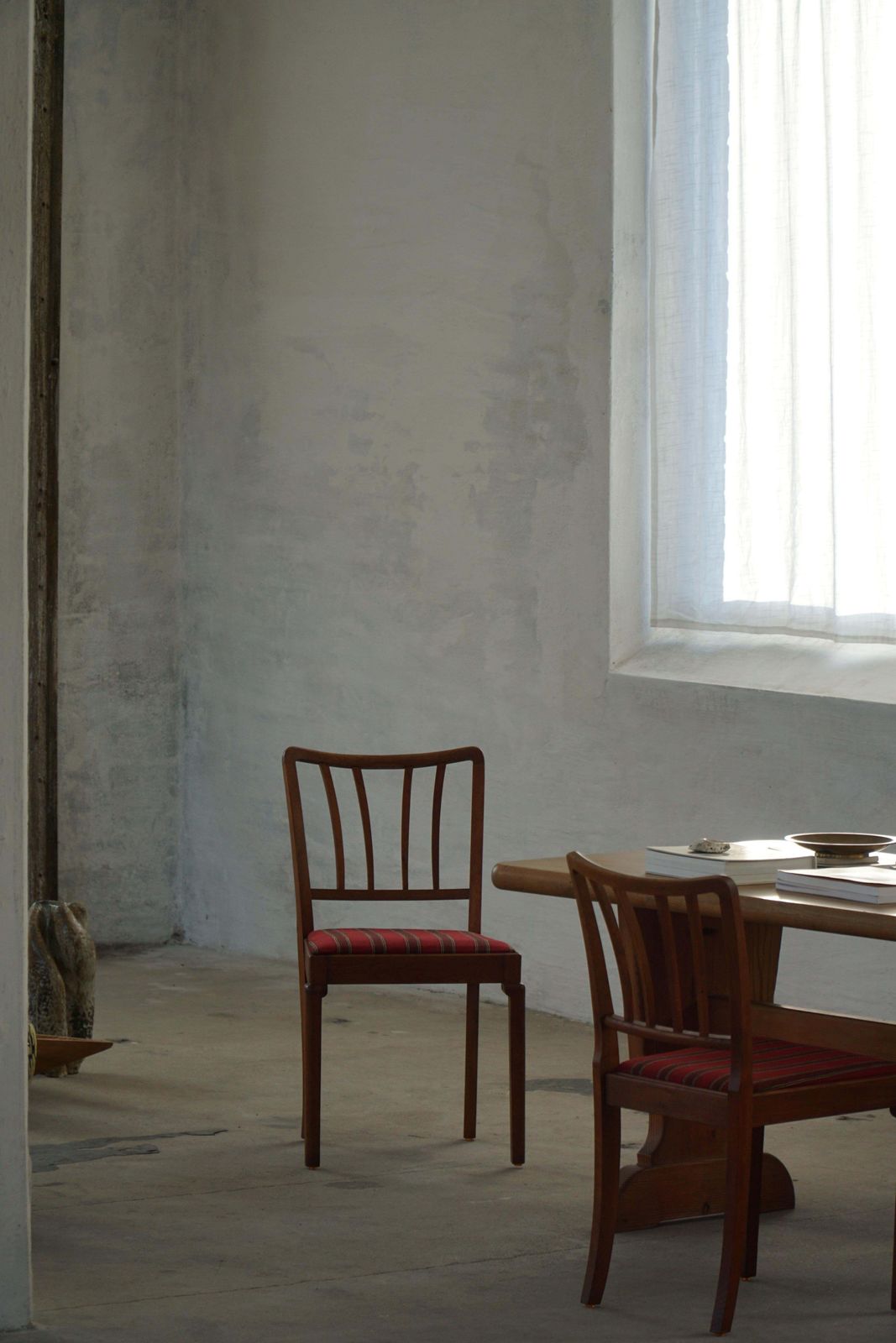 photo vintage Set Of 6 Classic Danish Modern Dining Chairs, Oak & Upholstered Seats, 1950s
