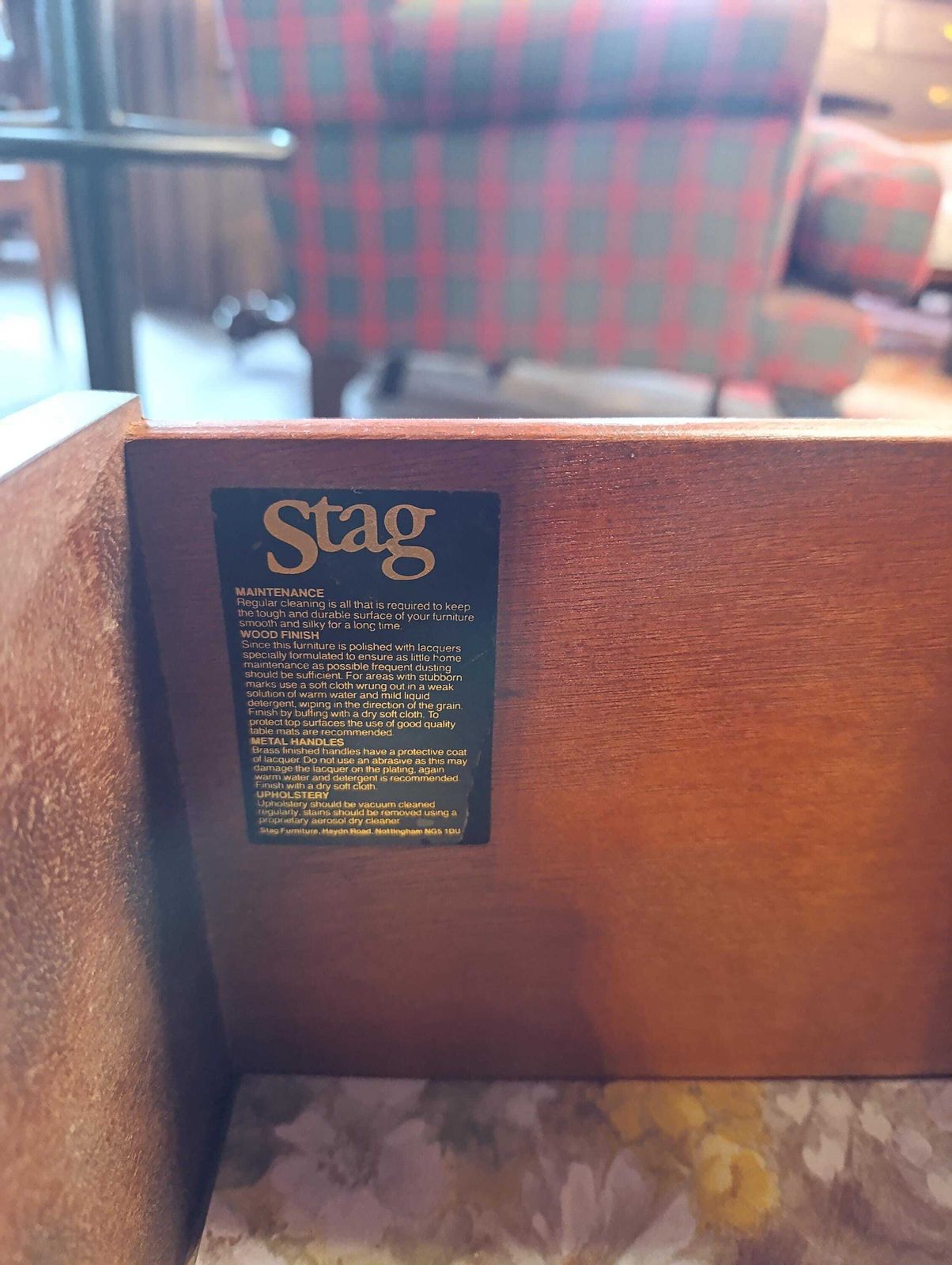 photo furniture Stag Mahogany Open Bookcase With Drawer 1980s.