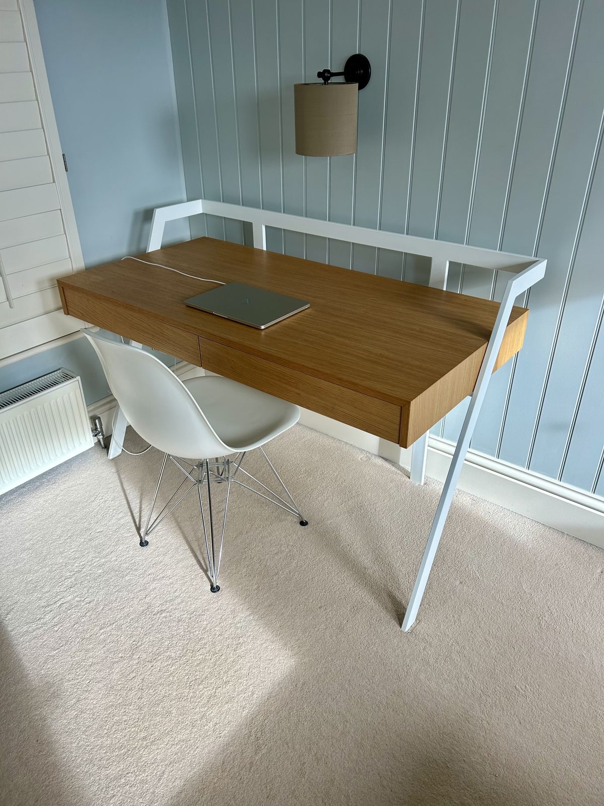 Bontempi Zac Desk Oak And White Painted Metal Contemporary photo vinterior
