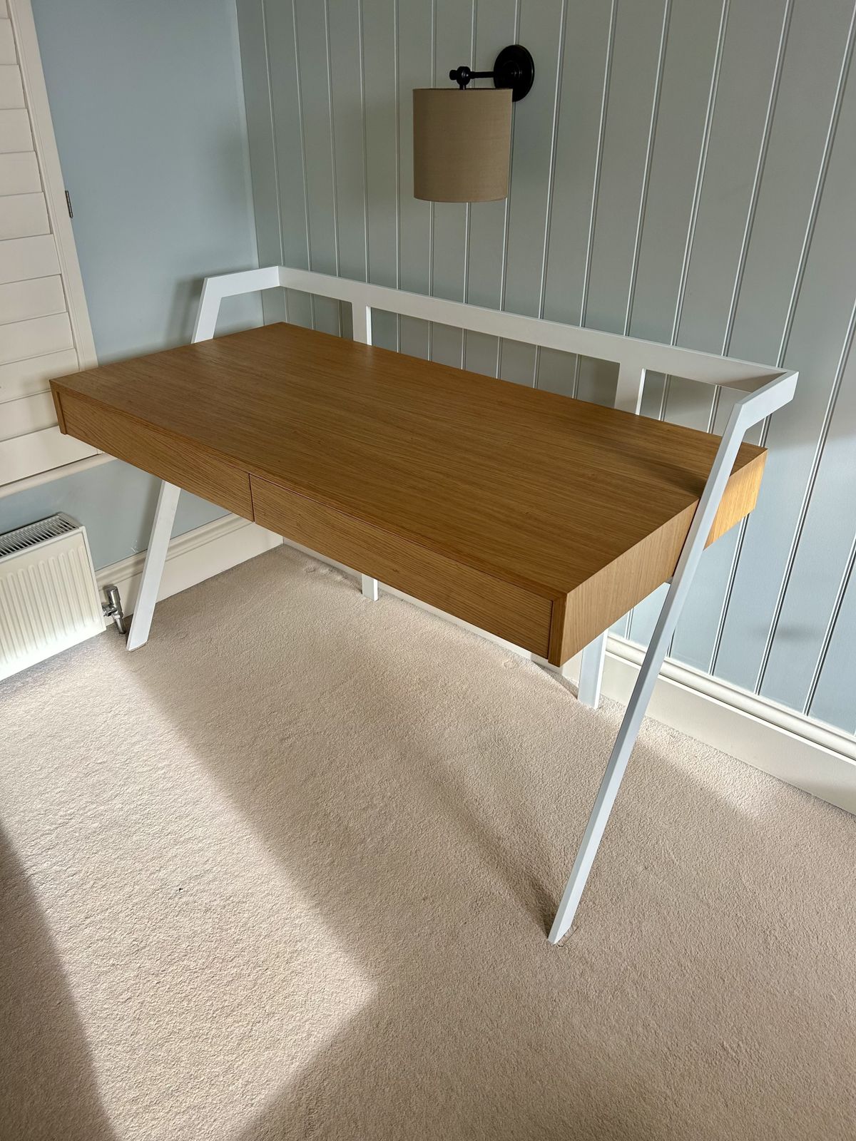 Furniture Bontempi Zac Desk Oak And White Painted Metal Contemporary photo