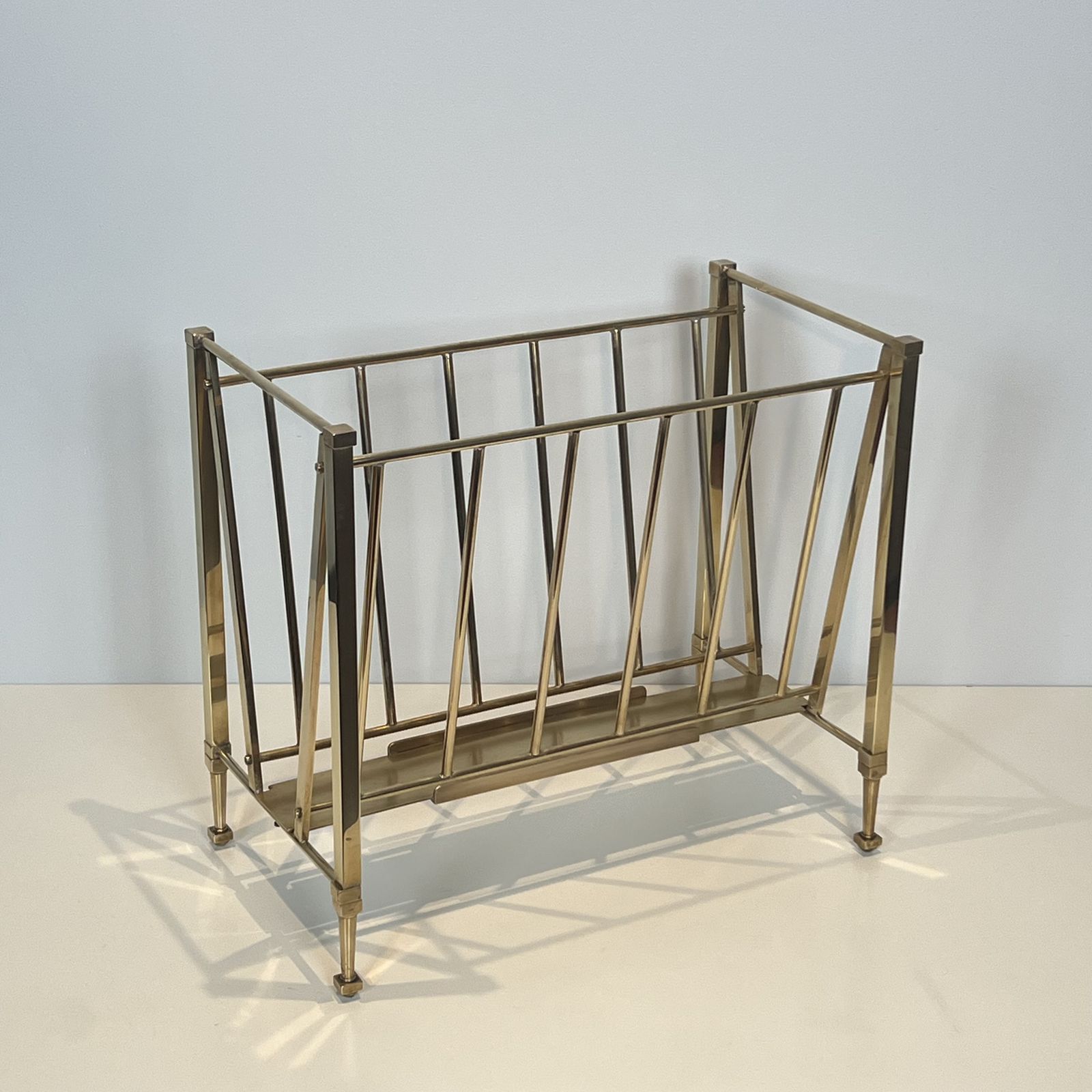 Neoclassical Style Brass Magazine Rack Attributed To The Ramsay Company