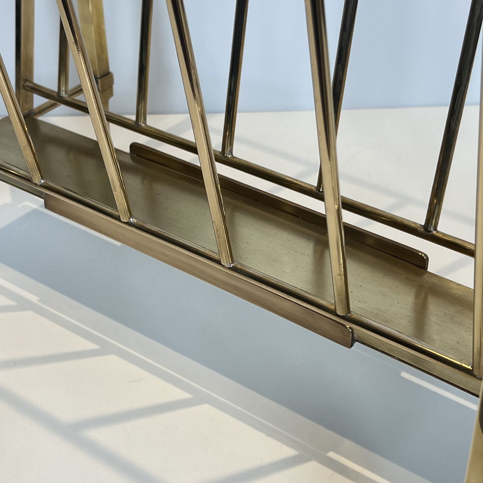 photo furniture Neoclassical Style Brass Magazine Rack Attributed To The Ramsay Company