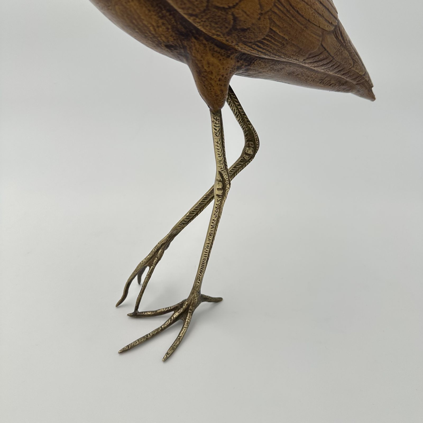 Pair Of Birds In Wood And Chiseled Brass photo buy