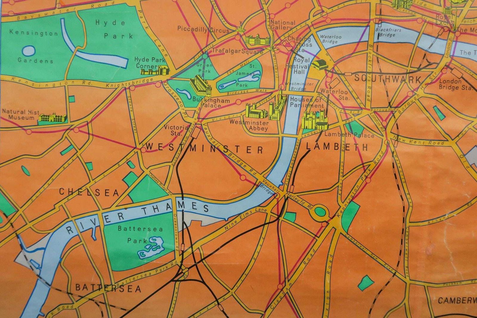 Original Huge Vintage German Educational School Wall Chart London Map Geography City Hanging Beautiful Rare Haack photo Art