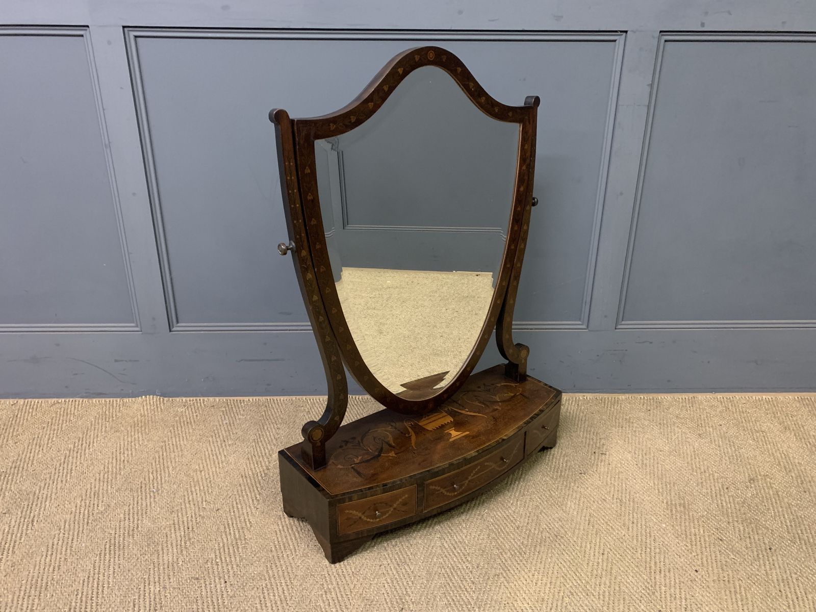 Large Scale Georgian Inlaid Toilet Mirror